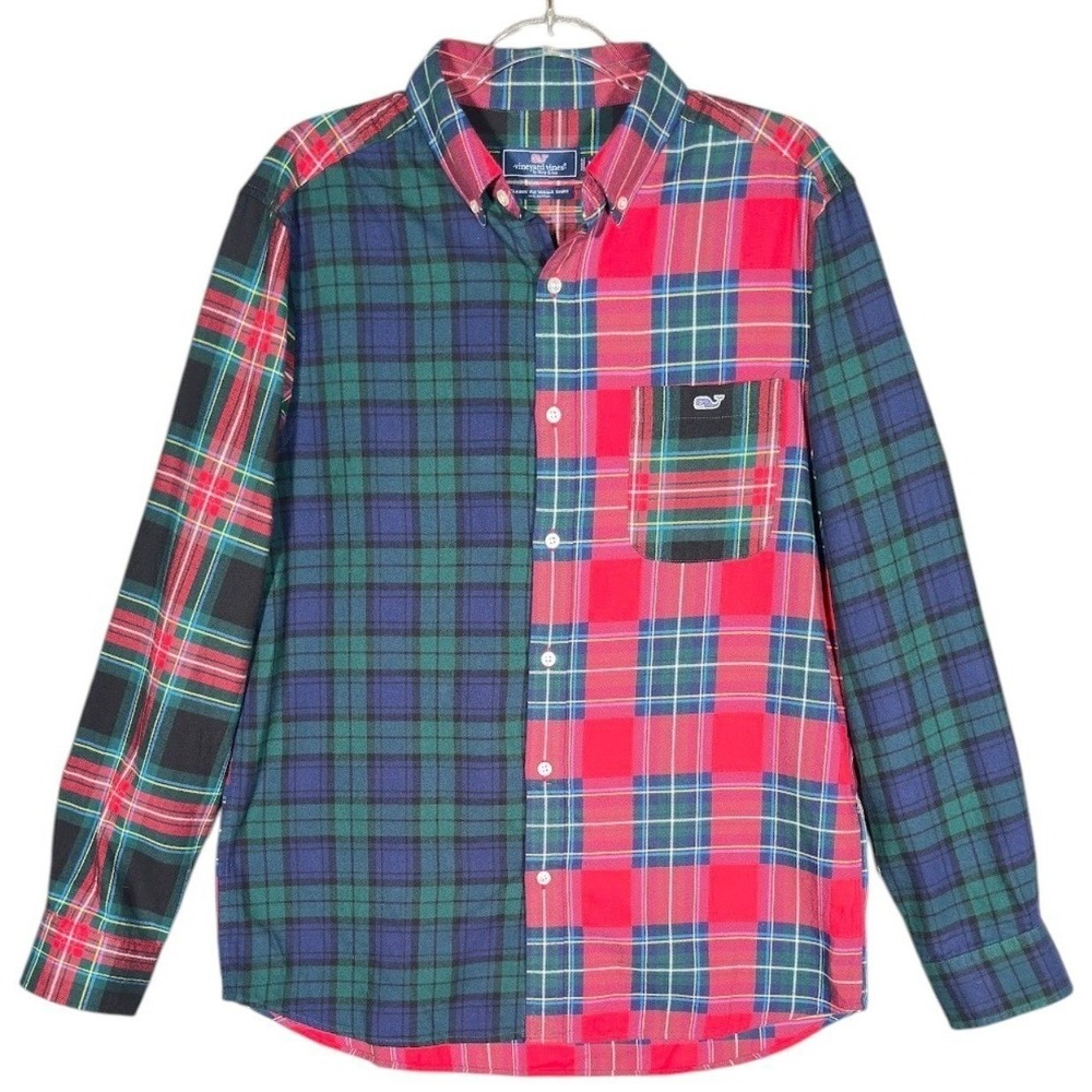 Vineyard Vines Whale Shirt Mens Medium Multicolor Plaid Flannel Button Down L/S